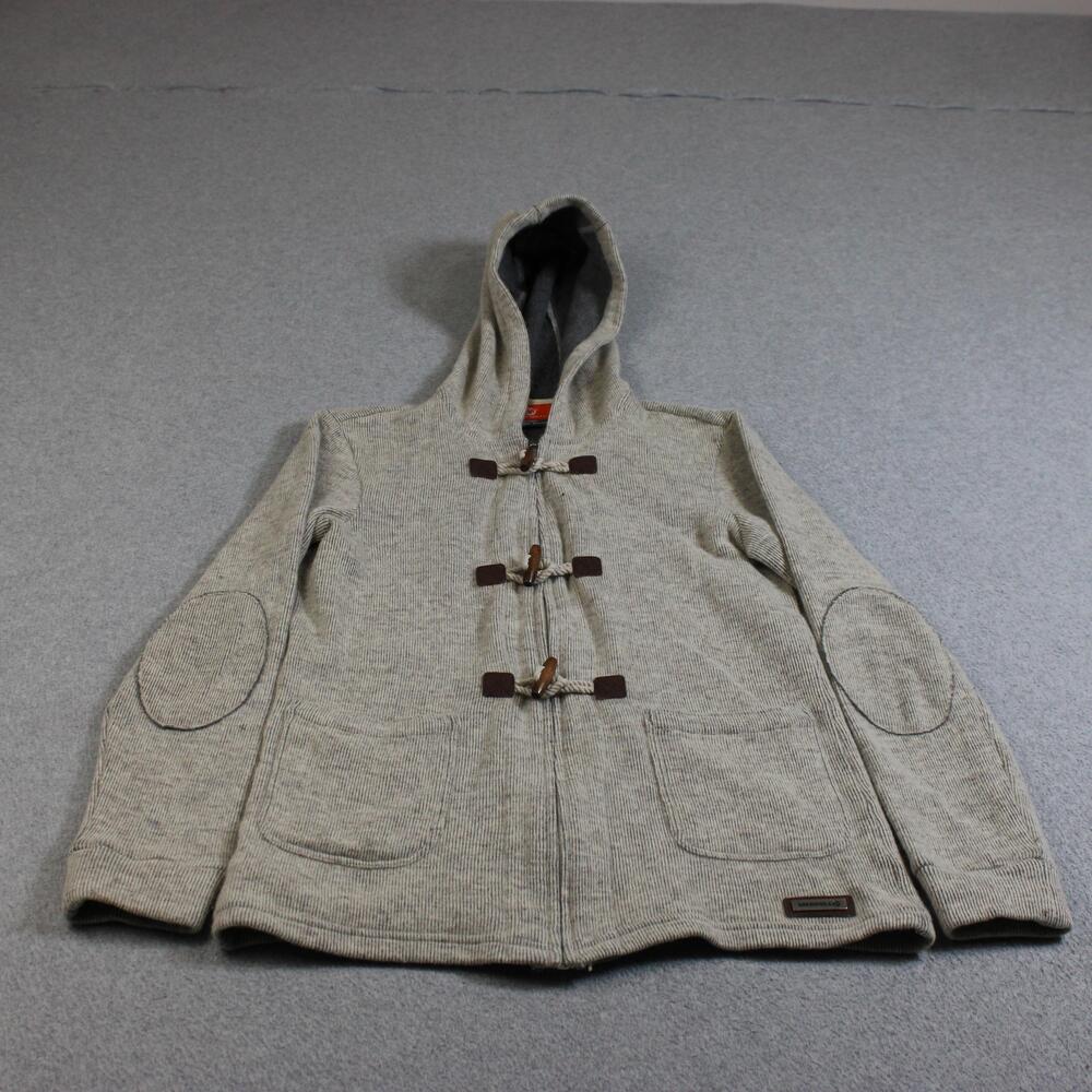 Merrell Jacket Women Small Gray Hooded Toggle Knit Fleece Lined Outdoor Hiking